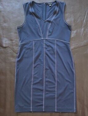 Ann Taylor Navy Midi Dress with Contrast Stitching